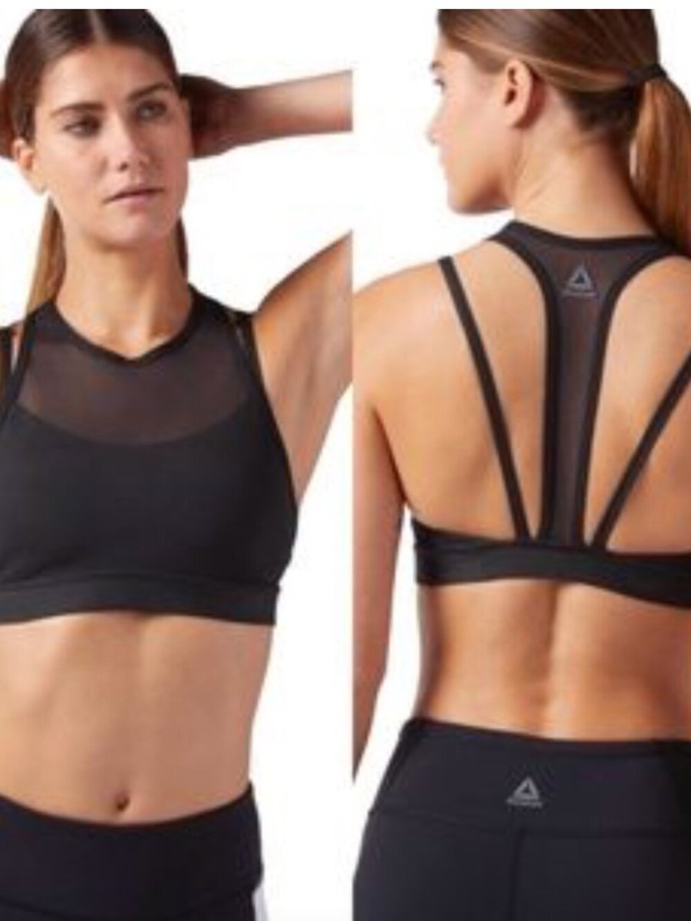 Reebok Hero Strong Mesh Black High-Neck Racerback Sports Bra S